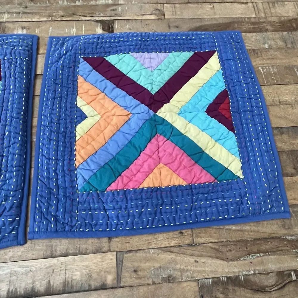 The Company Store Multicolor Patchwork Pillow Shams (2) 16 in x 16 in Cotton